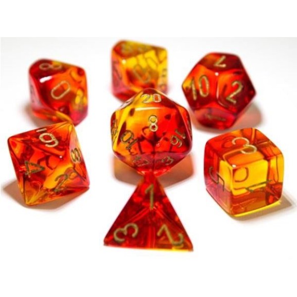 Chessex RPG DICE - Gemini Polyhedral Red-Yellow/gold 7-Die Set