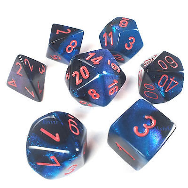 Chessex RPG DICE - Gemini Starlight Black with red - 7 dice set