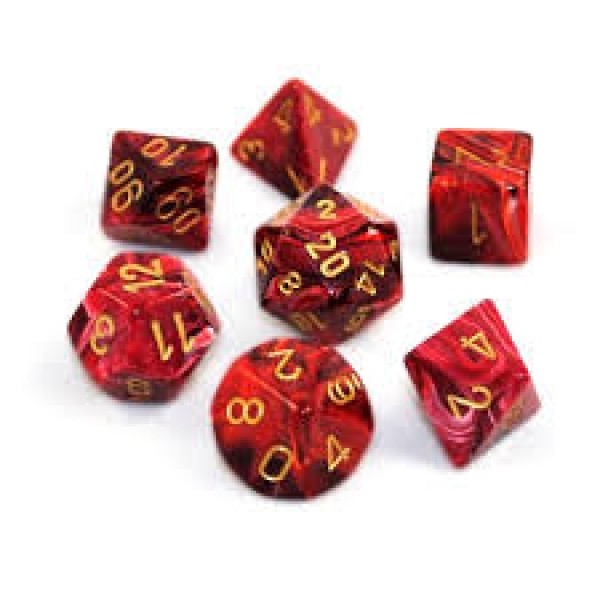 Chessex RPG DICE - Vortex Burgundy/Gold - 7 Dice Set 