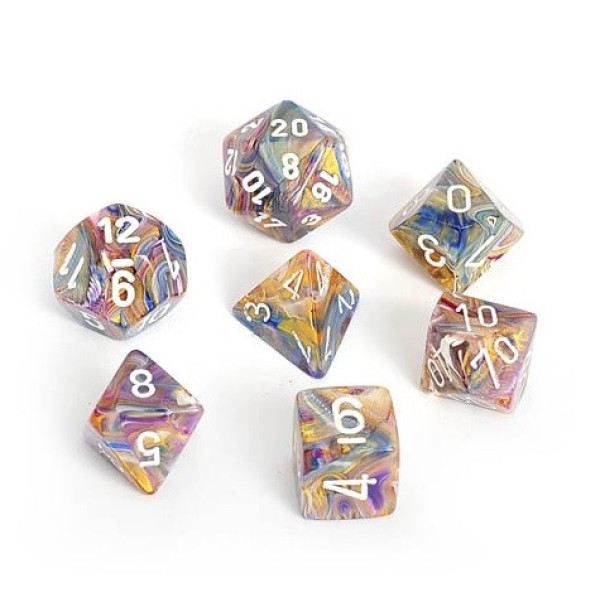 Chessex RPG DICE - Carousel/ White Festive Polyhedral 7-Die Set 