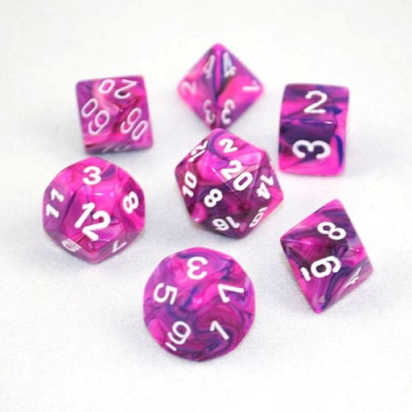 Chessex RPG DICE - Festive Violet/White - 7 Dice Set