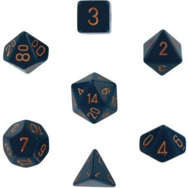 Chessex RPG DICE - Opaque Polyhedral Dusty Blue w/copper 7 dice set