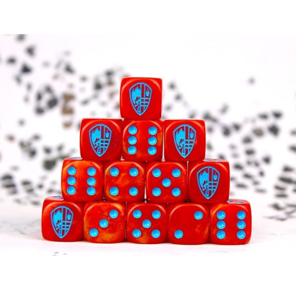 Conquest - Faction Dice - Hundred Kingdoms - Hundred Kingdom Symbol on Red Swirl