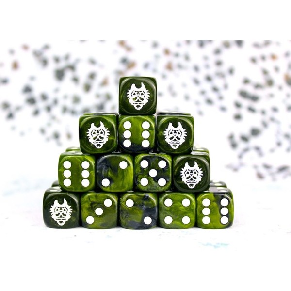 Conquest - Faction Dice - Wadrhun - Wadrhun Symbol on Green Swirl