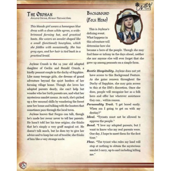 Heir and Back Again - A Fifth Edition Adventure Game - Character Cards