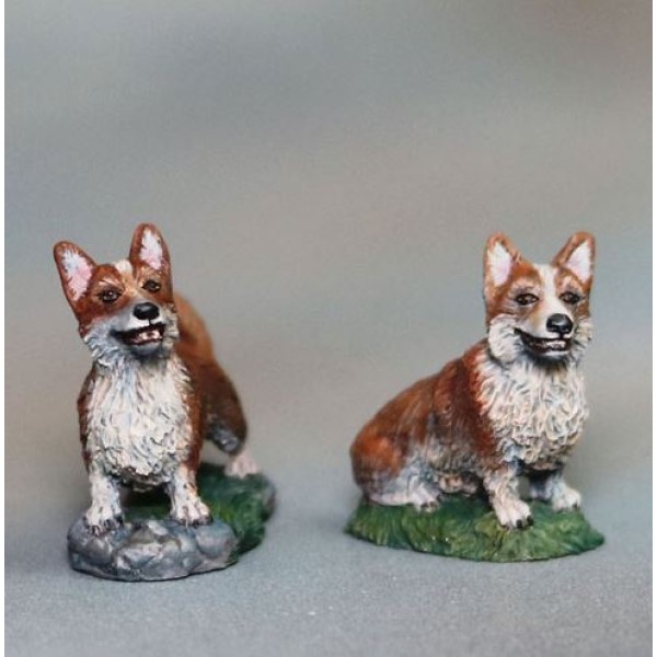 Dark Sword Miniatures - Visions in Fantasy - Corgi Dogs x 2