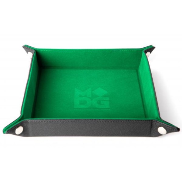 Velvet Folding Dice Tray - 10"x10" Green with Leather Backing 