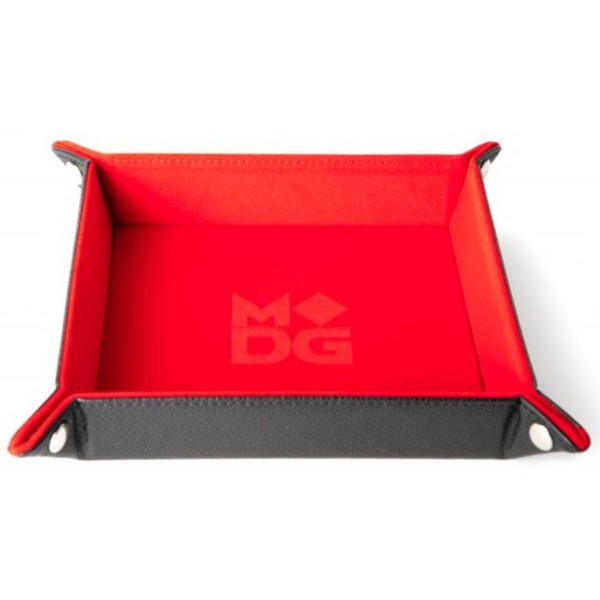 Velvet Folding Dice Tray - 10''x10'' Red with Leather Backing 