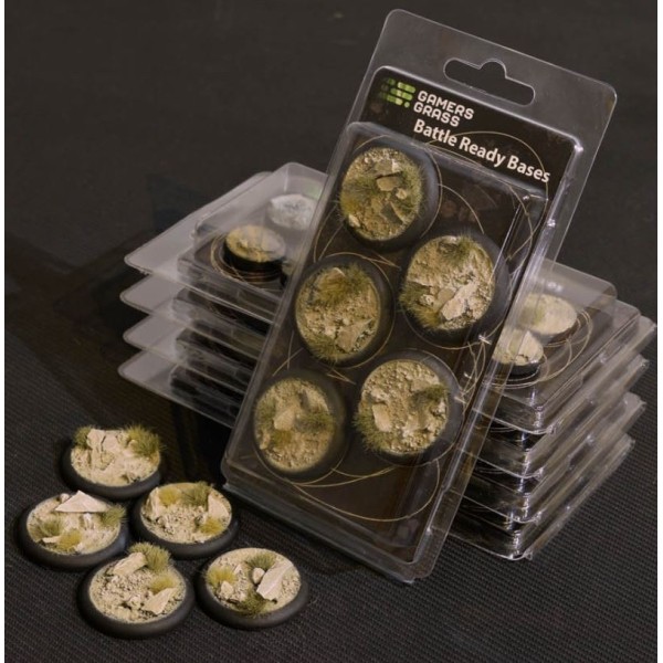 Gamers Grass - Battle Ready Bases - Arid Steppe - Round Lip 40mm (5)