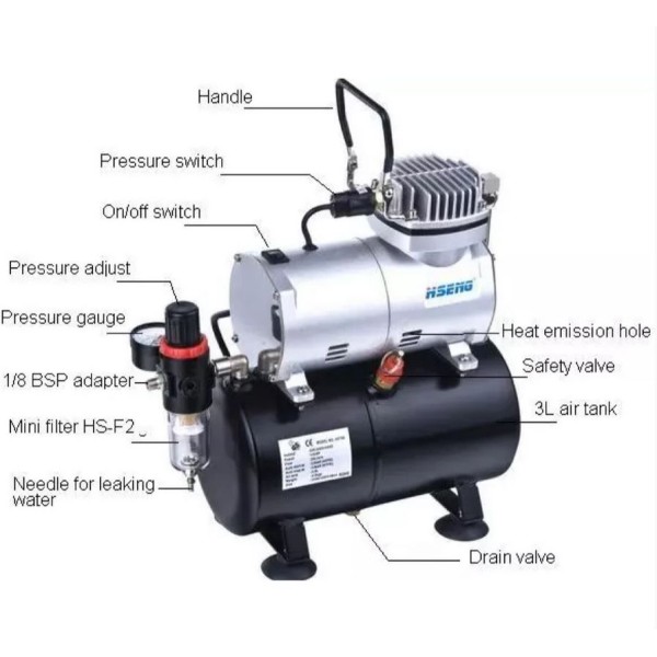Hseng - Air Compressor with Holding Tank (**No Free Shipping - See Notes**)