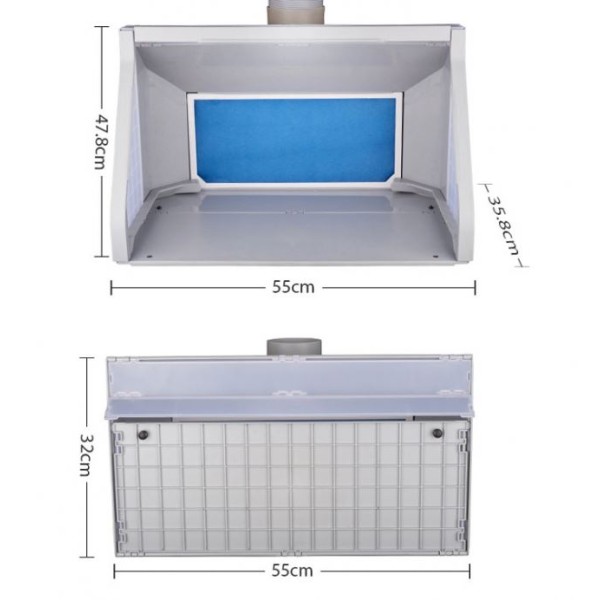 Hseng HS-E550BLK - Portable Spray Booth Kit - LED Light, Dual fan, Adjustable (**No Free Shipping - See Notes**)