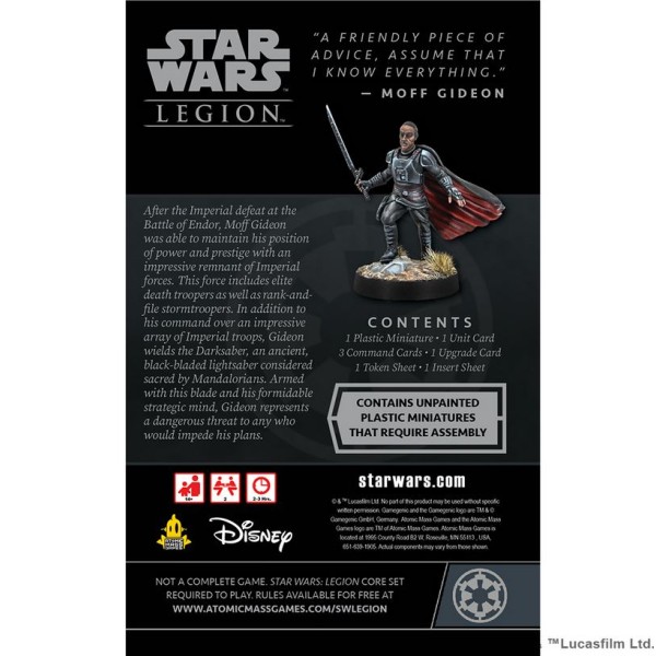 Star Wars - Legion Miniatures Game - Moff Gideon Commander Expansion