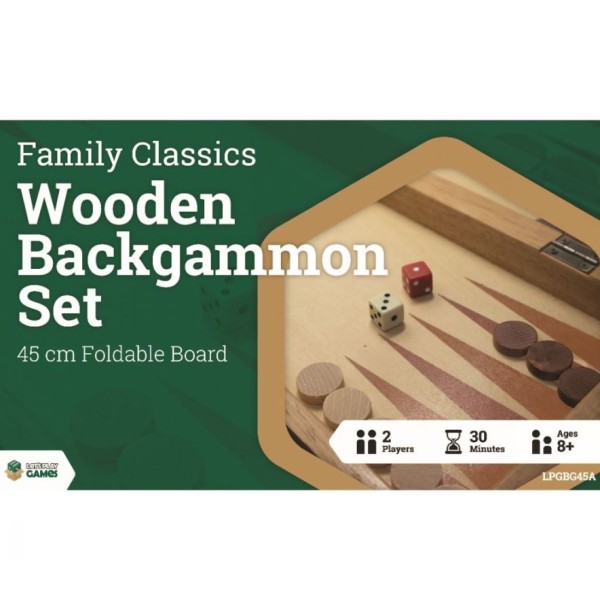 LPG Gaming - Family Classics - Wooden Folding Backgammon Case (45cm)