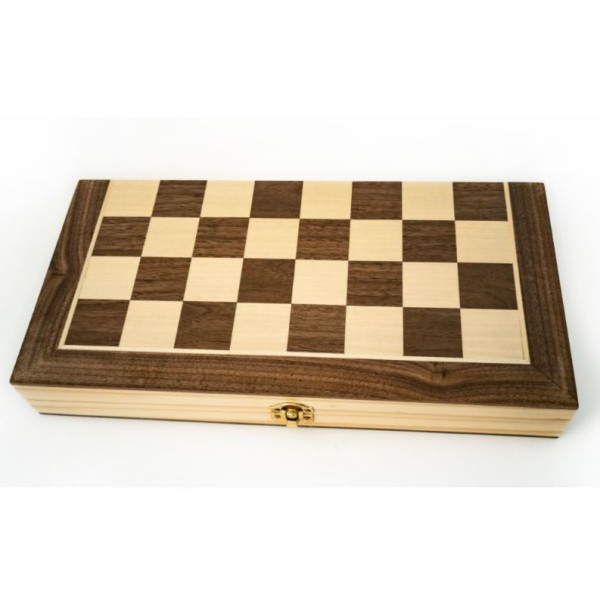 LPG Gaming - Family Classics - Wooden Folding Chess / Checkers / Backgammon Set (35cm)