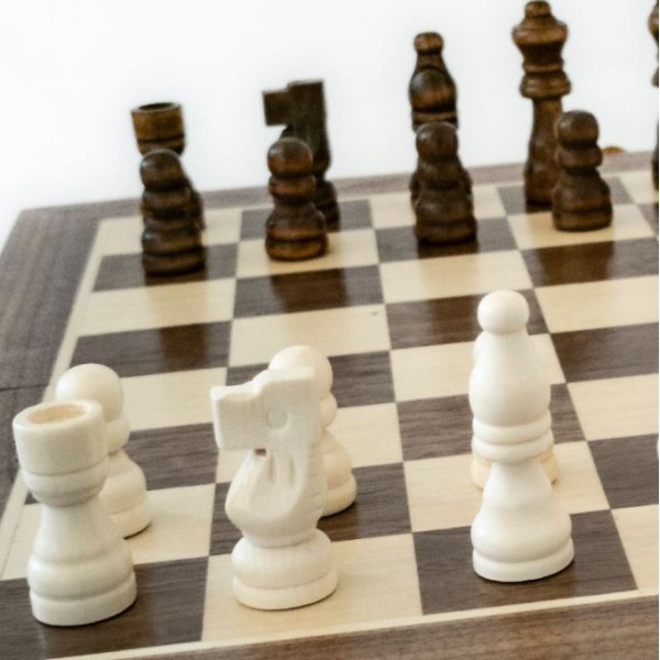 LPG Gaming - Family Classics - Wooden Folding Chess / Checkers / Backgammon Set (35cm)