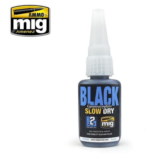 Mig AMMO - SLOW DRY BLACK CYANOACRYLATE (Super Glue)