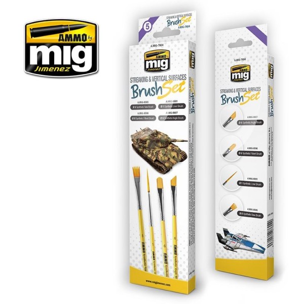 MIG AMMO - STREAKING AND VERTICAL SURFACES BRUSH SET