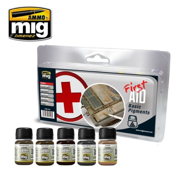MIG AMMO - Weathering - FIRST AID BASIC PIGMENTS SET