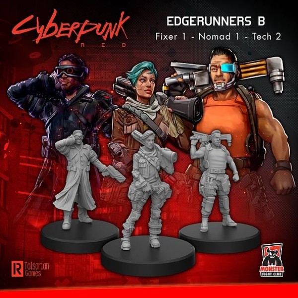 Cyberpunk Red Miniatures - Edgerunners B - Fixer, Nomad, Tech.