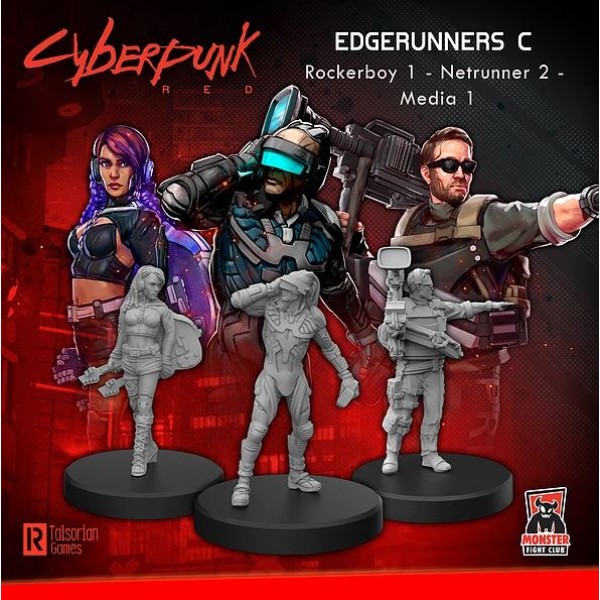 Cyberpunk Red Miniatures - Edgerunners C - Rocker, Netrunner, Media 