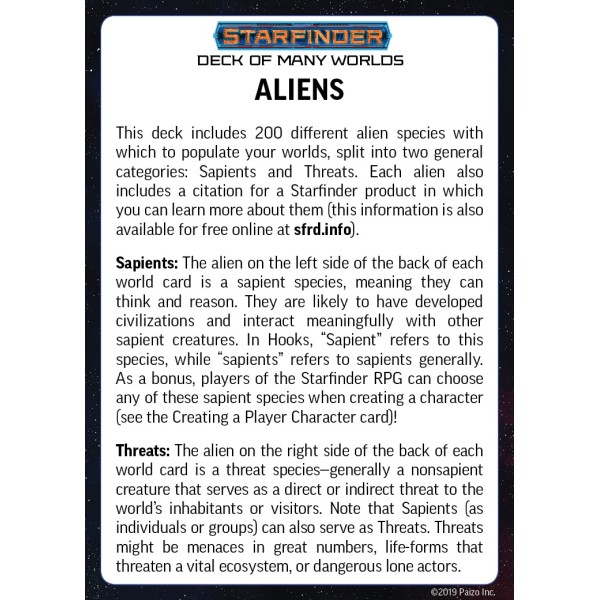 Starfinder RPG - Deck of Many Worlds