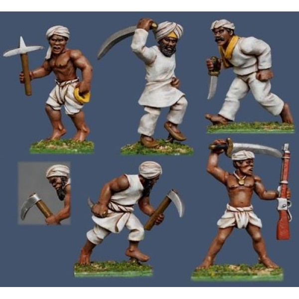 Pulp Miniatures - The British Empire - Thuggee w/ separate assorted Weapons & Picks