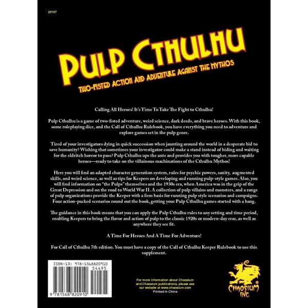 Call of Cthulhu RPG - Pulp Cthulhu HC