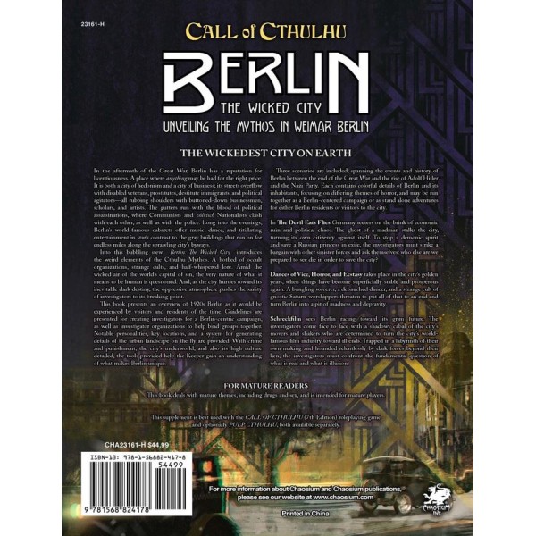 Call of Cthulhu RPG - Berlin - The Wicked City (Hardcover)