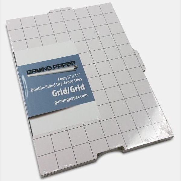 Gaming Paper - 4 Gaming Paper Tiles 8"×11" Grid/Grid