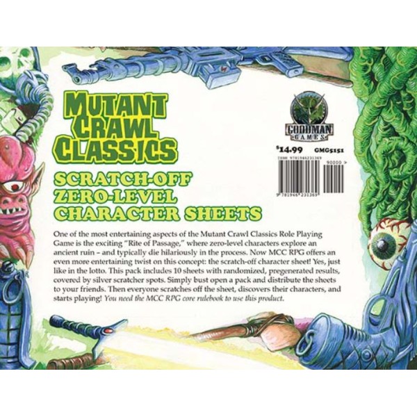 Mutant Crawl Classics - Role Playing Game - Scratch-Off Zero Level Character Sheets