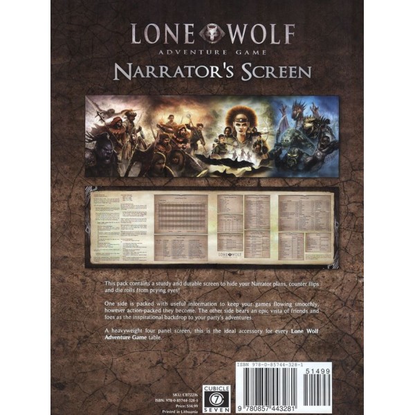 Lone Wolf Adventure Game - Narrator's Screen