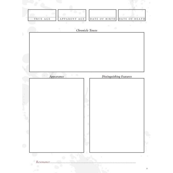 Vampire The Masquerade RPG - 5th Edition - Expanded Character Sheet Journal