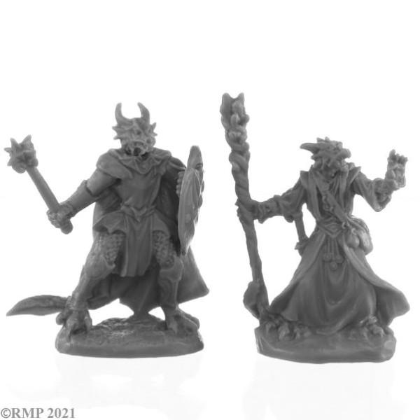 Reaper Bones Black - Dragonfolk Wizard and Cleric (2)