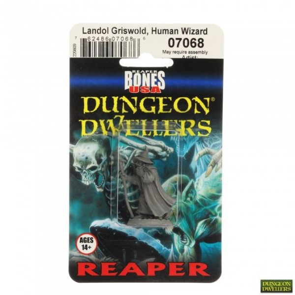 Reaper Dungeon Dwellers (Bones USA Plastic) - Landol Griwsold, Human Wizard