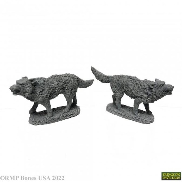 Reaper Dungeon Dwellers (Bones USA Plastic) - Dire Wolves (2) (02415)