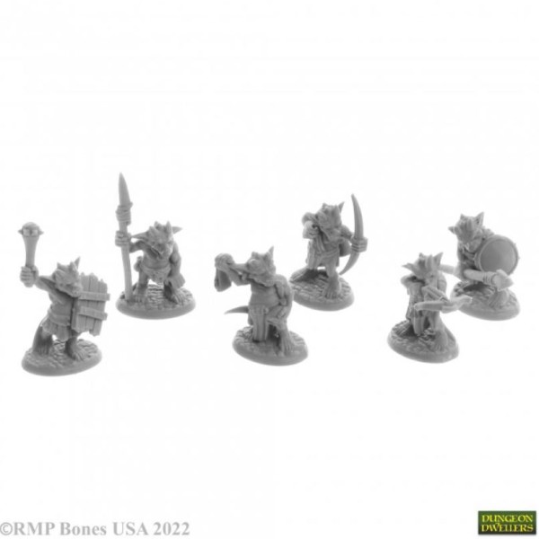 Reaper Dungeon Dwellers (Bones USA Plastic) - Ratpelt Kobold Warriors (6)