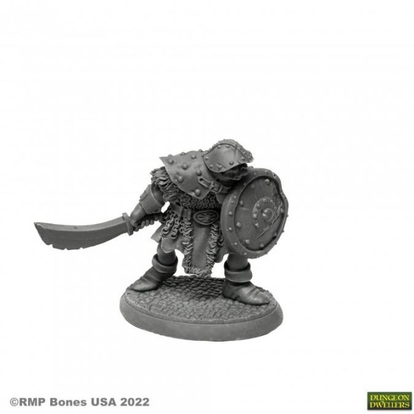 Reaper Dungeon Dwellers (Bones USA Plastic) - Orc Warrior of the Ragged Wound 