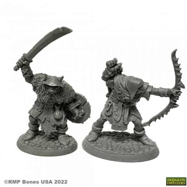 Reaper Dungeon Dwellers (Bones USA Plastic) - Orcs of the Ragged Wound Raiders (2) 
