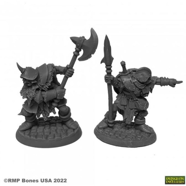 Reaper Dungeon Dwellers (Bones USA Plastic) - Orcs of the Ragged Wound Leaders (2)