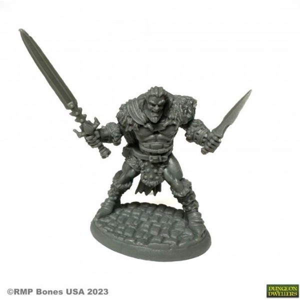 Reaper Dungeon Dwellers (Bones USA Plastic) - Grundor Hoardtaker, Human Barbarian