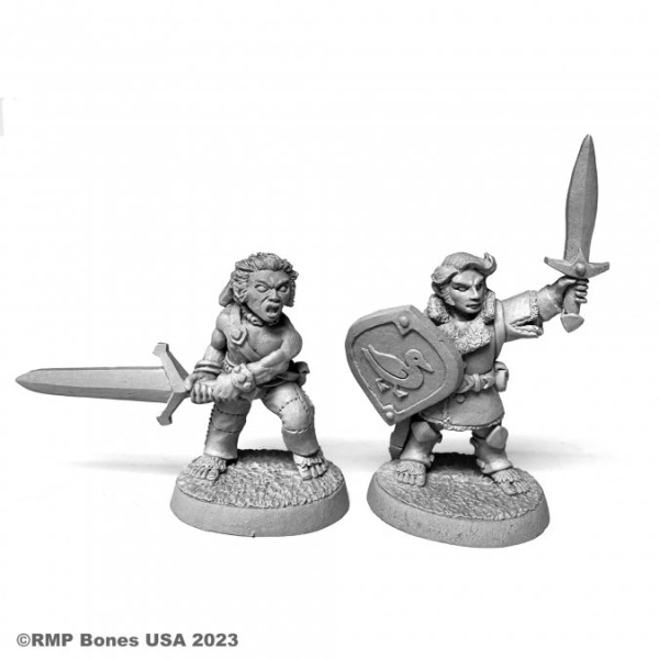Reaper Dungeon Dwellers (Bones USA Plastic) - Halfling Fighter and Barbarian 