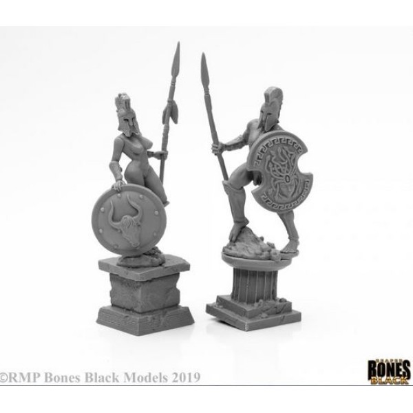 Reaper Bones Black - Amazon and Spartan Living Statues (Bronze)
