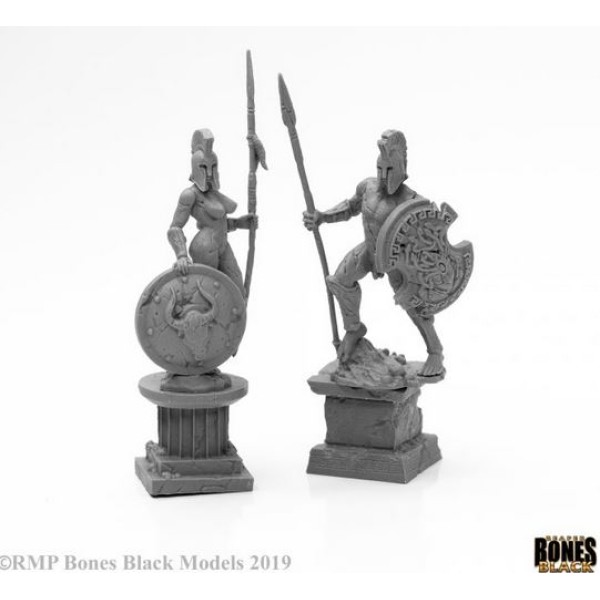Reaper Bones Black - Amazon and Spartan Living Statues (Stone)