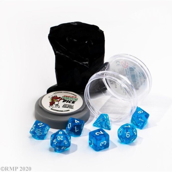 Reaper Pizza Dungeon Dice - Lucky Dice - Clear Blue