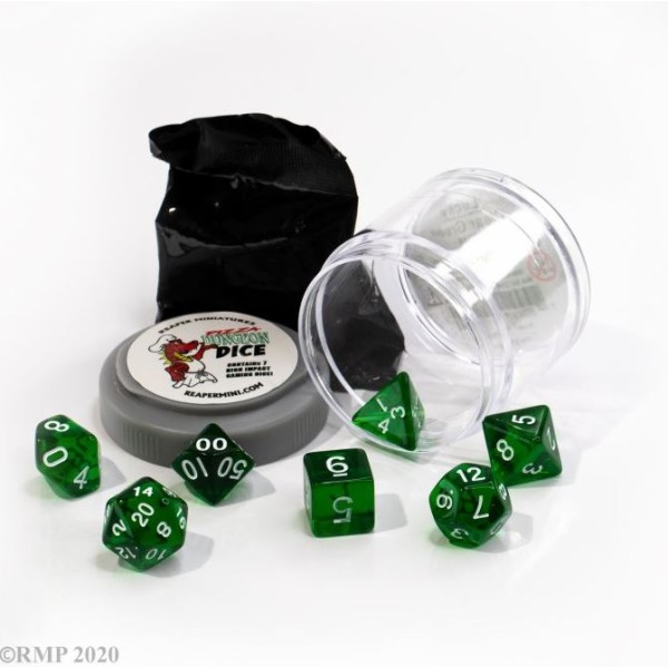 Reaper Pizza Dungeon Dice - Lucky Dice - Clear Green