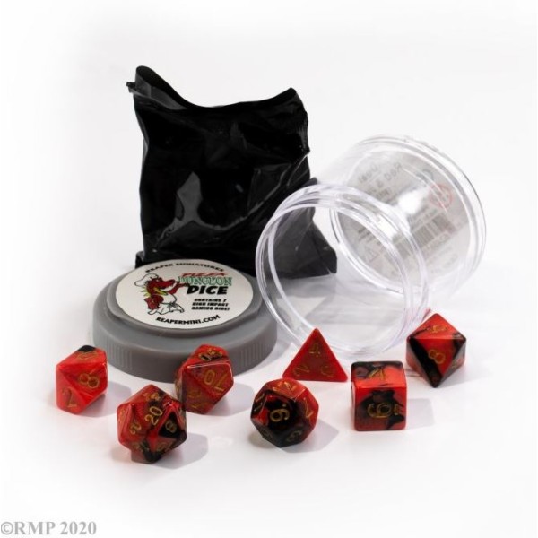 Reaper Pizza Dungeon Dice - Dual Dice - Red and Black