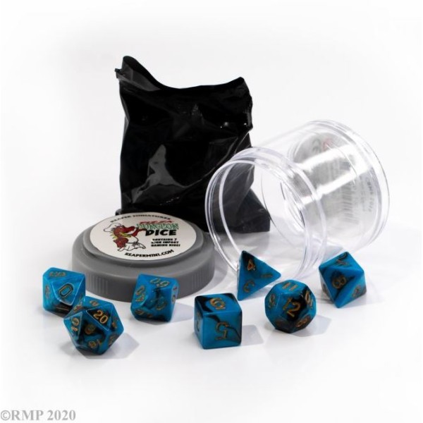 Reaper Pizza Dungeon Dice - Dual Dice - Blue and Black