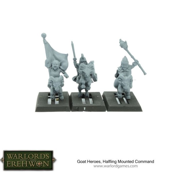 Warlords of Erehwon - TTCOMBAT - Goat Heroes, Halfling Mounted Command 