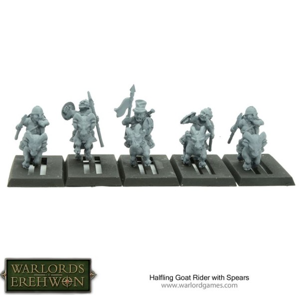 Warlords of Erehwon - TTCOMBAT - Halfling Goat Rider with Spears