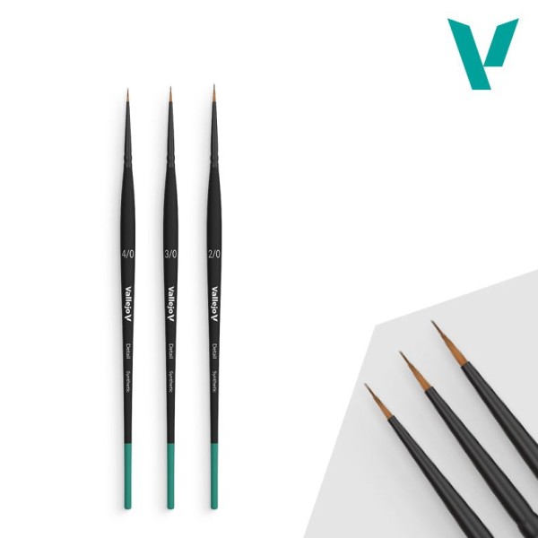 Vallejo Brushes - Detail - Definition Set - Synthetic (Sizes 4/0, 3/0 & 2/0)